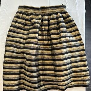 Chic Black and Gold Striped A-Line Skirt